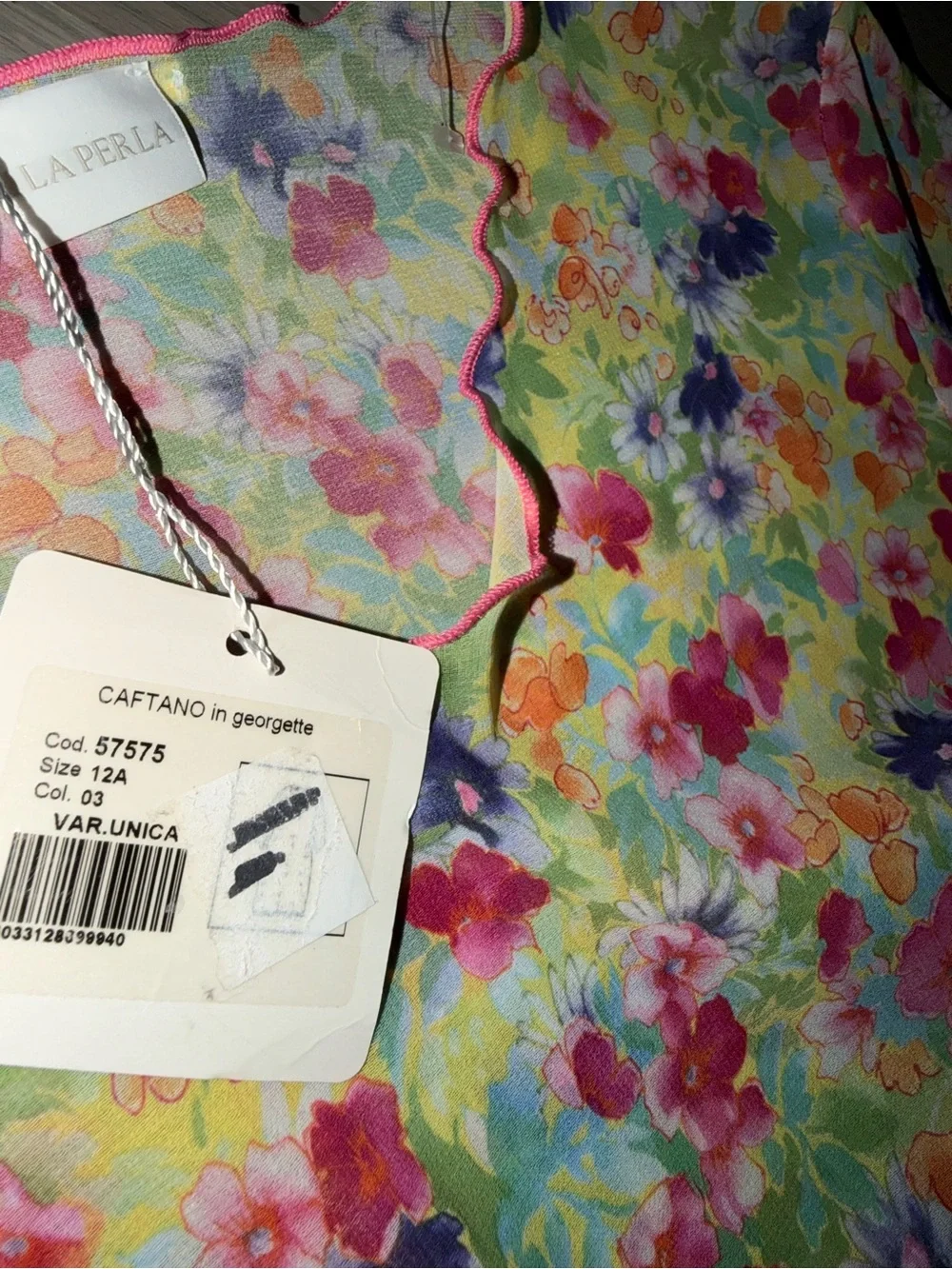 La Perla “Caftano in Georgette” Floral Beach Cover-Up — One Size — NWT